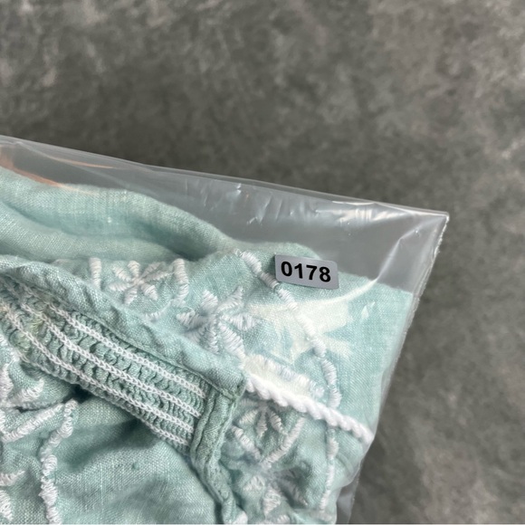 Joie Light Blue 100% Linen Embroidered Peasant Blouse Top Small Lagenlook Tassel - Picture 14 of 14